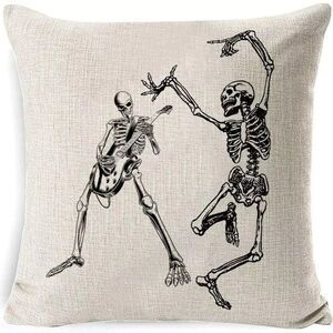 Rocking SKELETONS Throw Pillow with Zipper Closure 17.5 x 17 inches